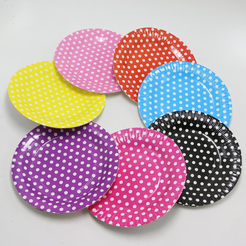 10pcs Ʈ ī Ʈ   ٺ ť ߷Ÿ    Ƽ ı Ƽ ǰ/10pcs Striped Polka Dot Paper Plates For BBQ Valentine Birthday Wedding Nursery Party Table